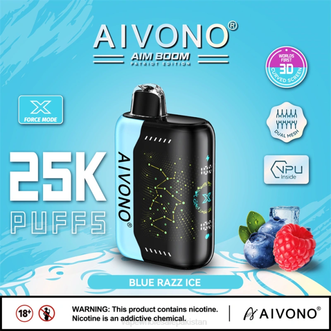 Aivono AIM BOOM 25000 Blue Razz Ice - 0668345 E Cigarette Wholesale
