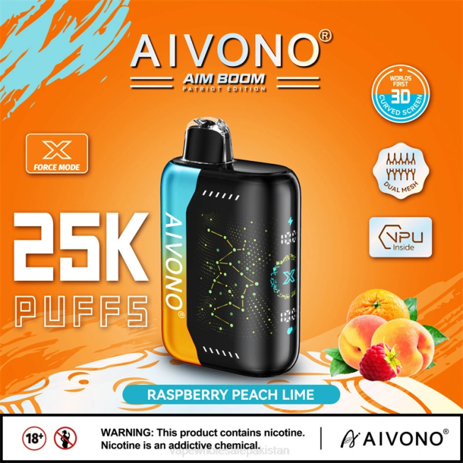 Aivono AIM BOOM 25000 Raspberry Peach Lime - 0668350 Electronic Cigarette Wholesale Price