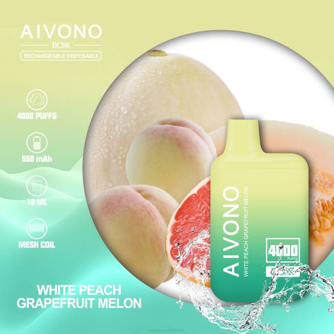 Aivono AIM BOXX 4000 White Peach Grapefruit Melon - 0668224 Cheapest Vape Wholesale
