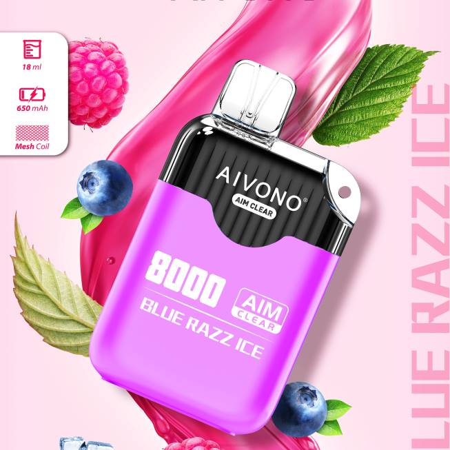 Aivono AIM CLEAR 8000 Blue Razz Ice - 0668202 Vape Wholesale Prices