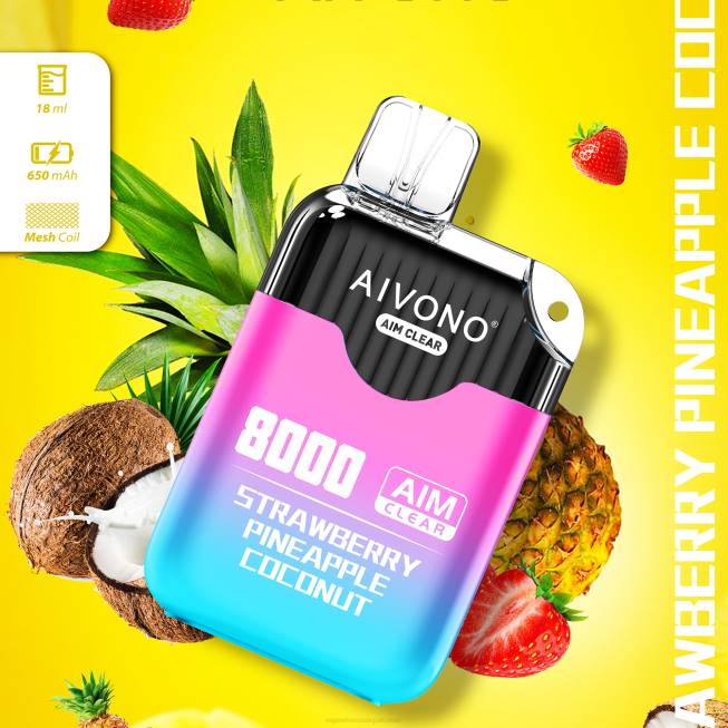 Aivono AIM CLEAR 8000 Strawberry Pineapple Coconut - 0668207 Electronic Cigarette Wholesale