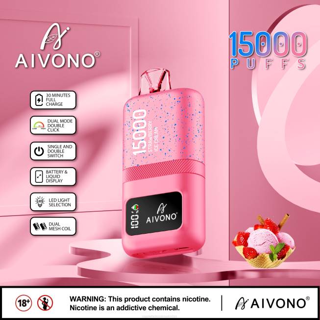 Aivono AIM magic 15000 Strawberry Ice Cream - 066866 E Cig Wholesale