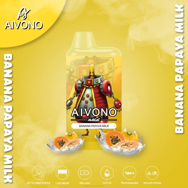 Aivono AIM MAGIC 5800 Mouth Box Cigarette Banana Papaya Milk - 066894 Cheapest Vape Wholesale