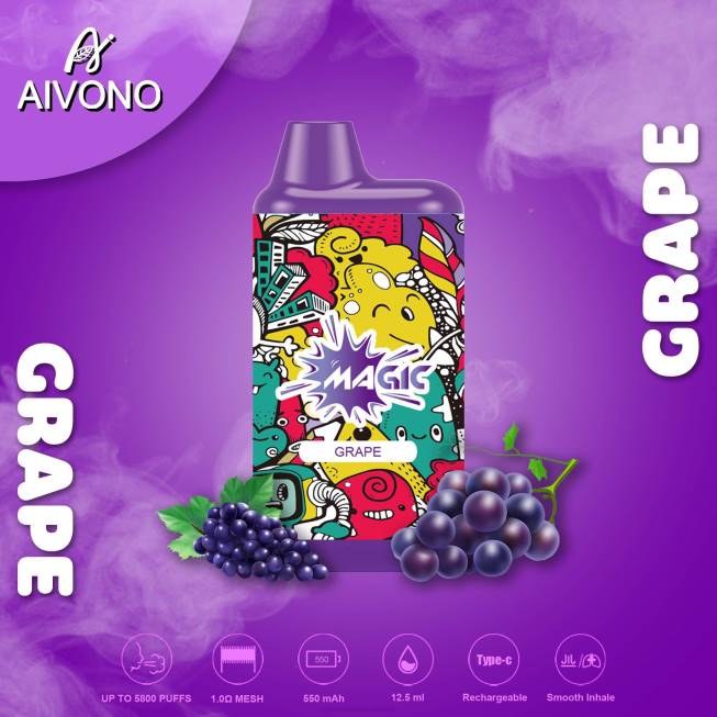 Aivono AIM MAGIC 5800 Mouth Box Cigarette Grape - 066892 Vape Wholesale Prices