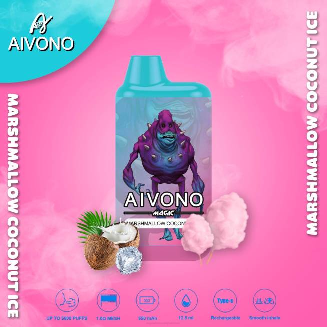 Aivono AIM MAGIC 5800 Mouth Box Cigarette Marshmallow Coconut Ice - 066895 E Cigarette Wholesale