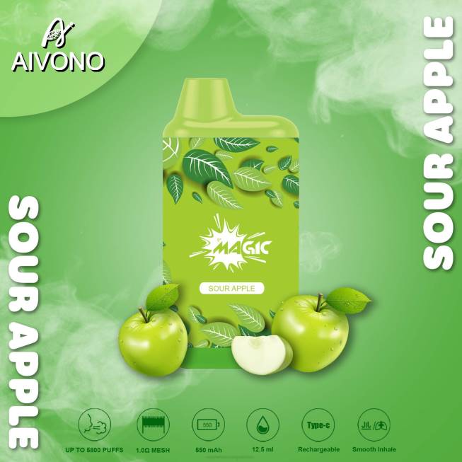 Aivono AIM MAGIC 5800 Mouth Box Cigarette Sour Apple - 066887 Electronic Cigarette Wholesale