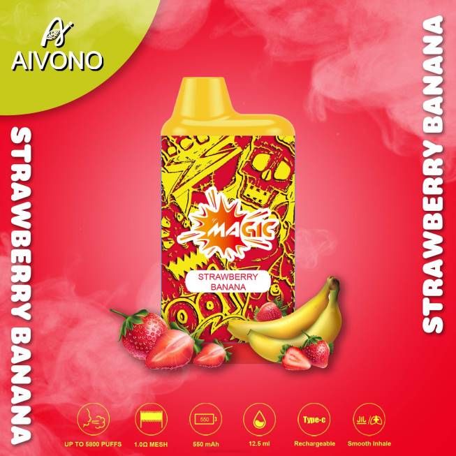 Aivono AIM MAGIC 5800 Mouth Box Cigarette Strawberry Banana - 066893 Vape Companies In Pakistan