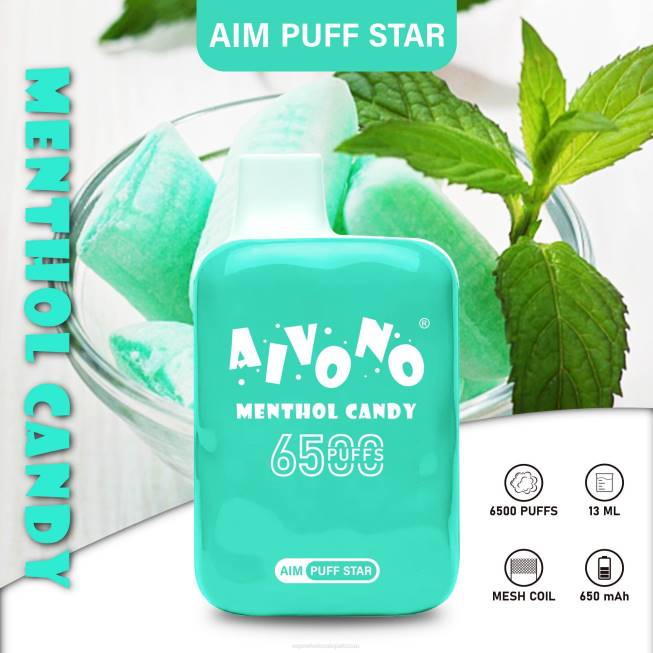 Aivono AIM PUFF STAR 6500 Menthol Candy - 0668295 E Cigarette Wholesale