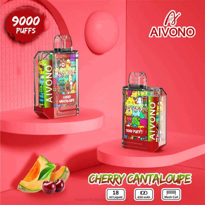 Aivono AIM XXL 9000 Mouth Sticker Transparent Cherry Cantaloupe - 066857 Electronic Cigarette Wholesale