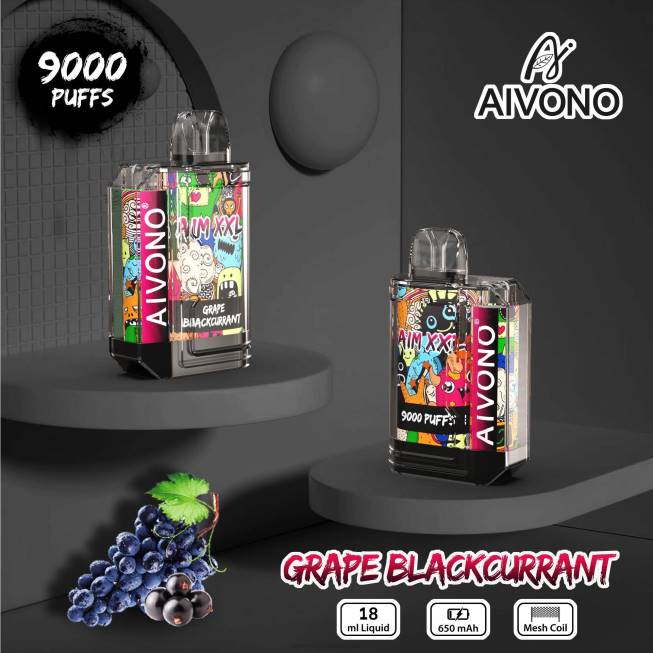 Aivono AIM XXL 9000 Mouth Sticker Transparent Grape Blackcurrant - 066856 E Cig Wholesale