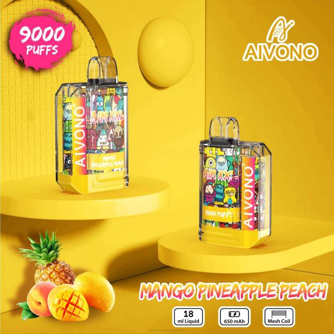 Aivono AIM XXL 9000 Mouth Sticker Transparent Mango Pineapple Peach - 066849 E Cigarettes Wholesale Suppliers