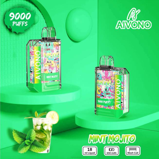 Aivono AIM XXL 9000 Mouth Sticker Transparent Mint Mojito - 066855 E Cigarette Wholesale