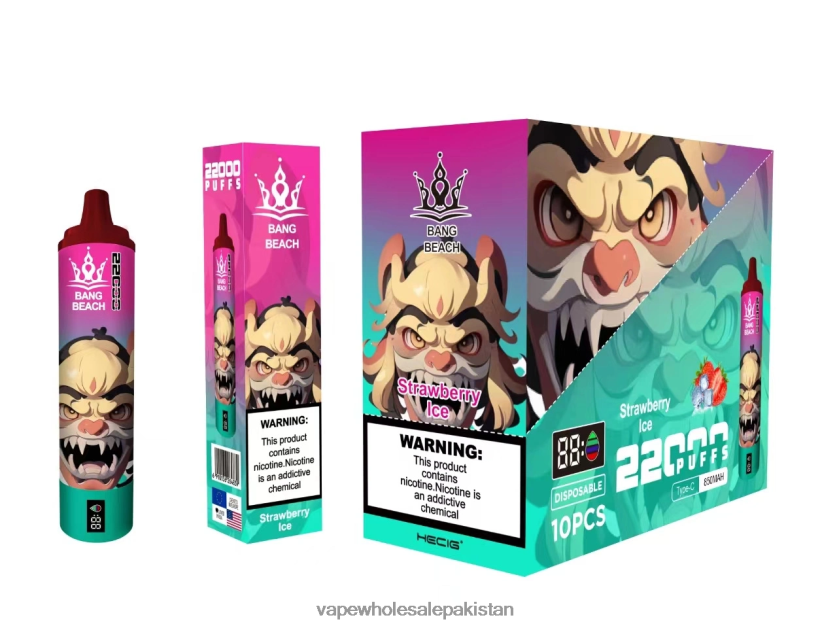 Bang Beach 22000 Puffs Smart Screen FL648820 - Vape Wholesale Prices Strawberry Ice