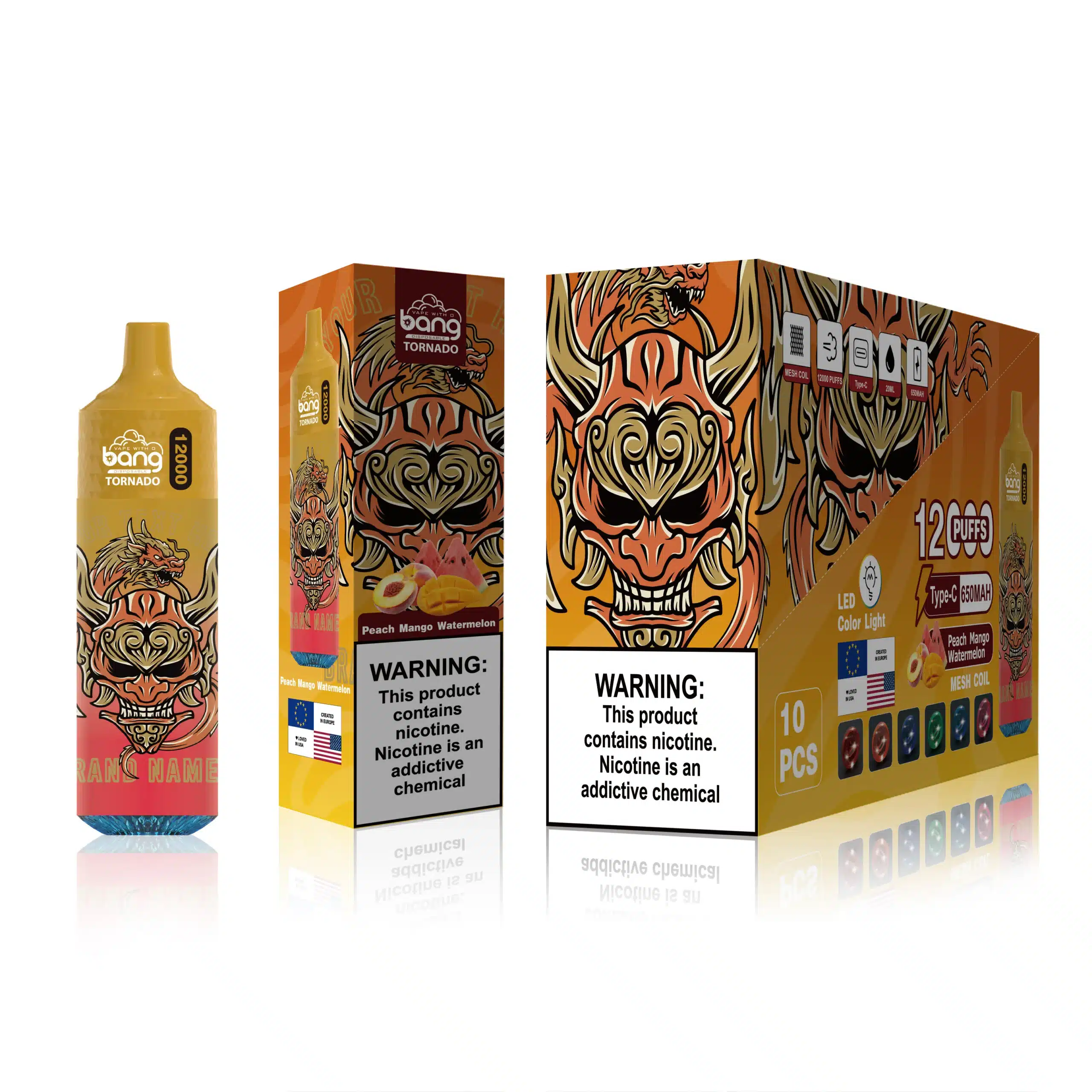 Cheapest Vape Wholesale Peach Mango Watermelon D42RL124 Bang Box 12000 Puffs
