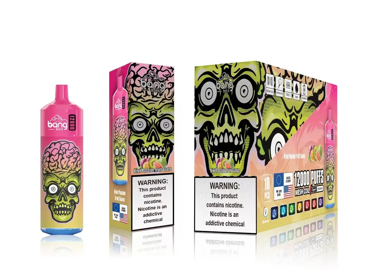 E Cigarette Wholesale Kiwi Passion Fruit Guava D42RL115 Bang Box 12000 Puffs