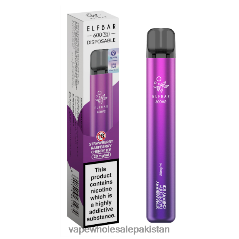 E Cig Wholesale Strawberry Raspberry Cherry Ice D42RL296 ELFBAR 600V2 20mg