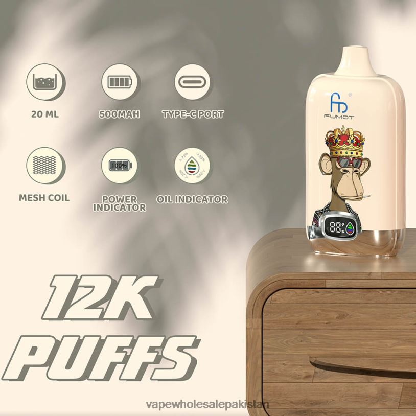 Cheapest Vape Wholesale Disposable D42RL4 Fumot Tornado Digital Box 12000