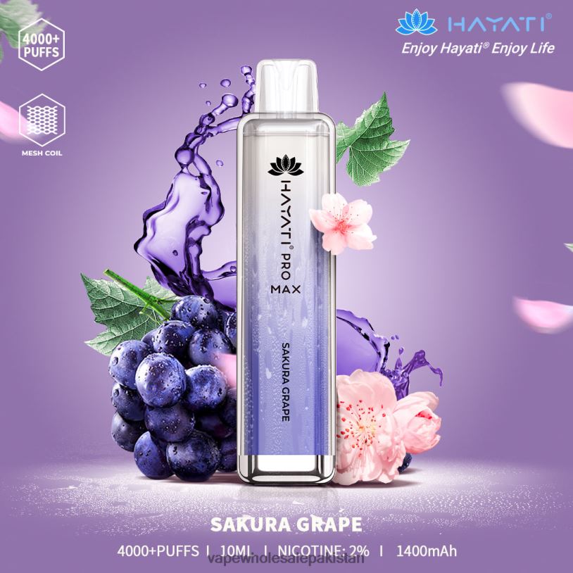 Vape Companies In Pakistan Sakura Grape D42RL173 Hayati Pro Max 4000