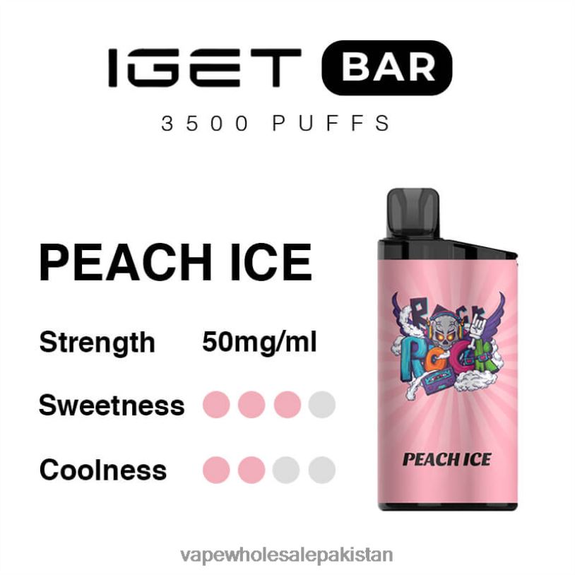 E Cigarette Wholesale Peach Ice D42RL95 IGET BAR 3500 5% NICOTINE