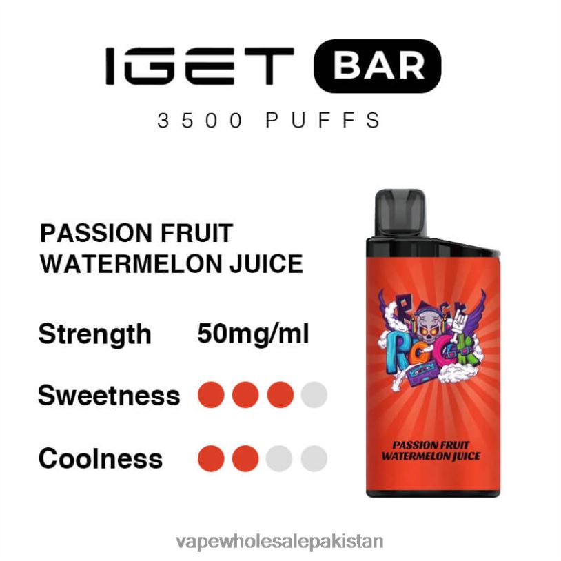Electronic Cigarette Wholesale Passion Fruit Watermelon Juice D42RL97 IGET BAR 3500 5% NICOTINE