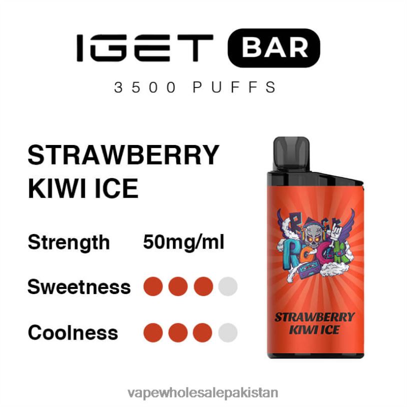 Electronic Cigarette Wholesale Price Strawberry Kiwi Ice D42RL90 IGET BAR 3500 5% NICOTINE