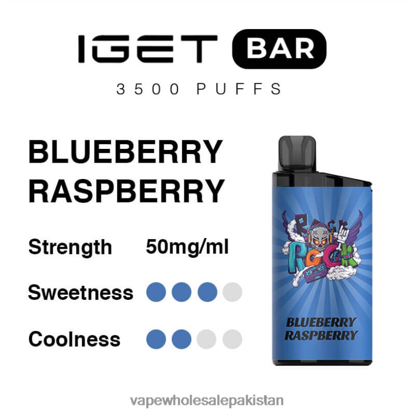 Vape Wholesale Prices Blueberry Raspberry D42RL92 IGET BAR 3500 5% NICOTINE