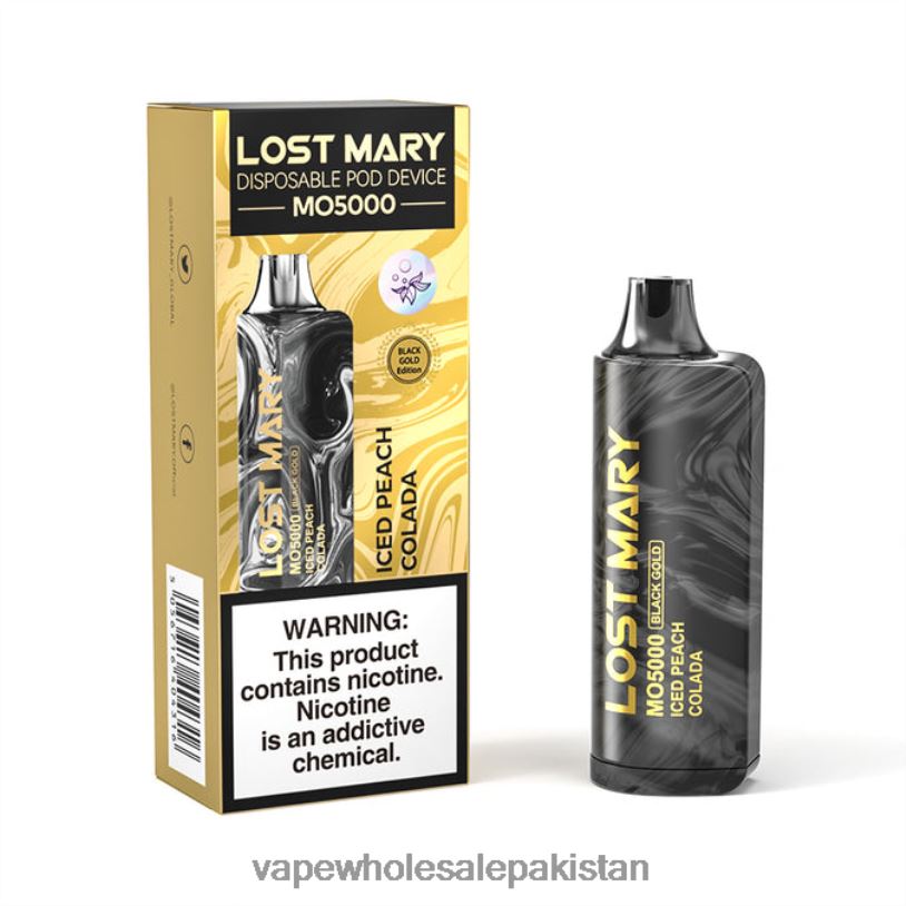 E Cigarette Wholesale Iced Peach Colada D42RL345 LOST MARY MO5000 Black Gold 10mL