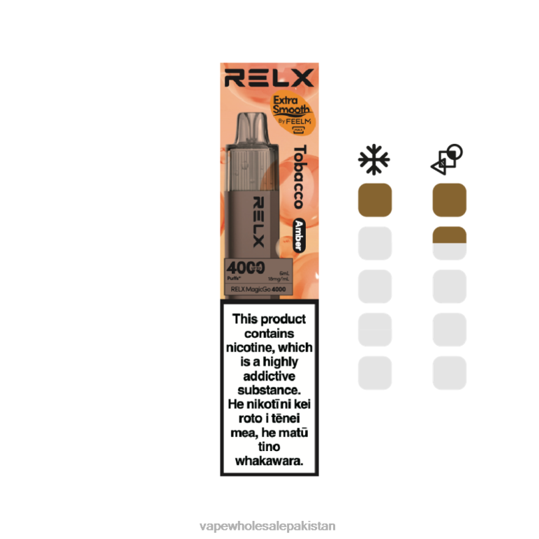 E Cigarette Wholesale 8F6865 - Tobacco (Amber) RELX MagicGo 4000 Disposable Vape