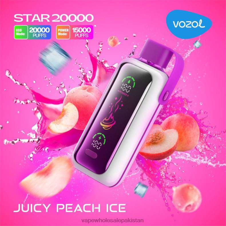 Vape Companies In Pakistan JUICY PEACH ICE D8T2L10 VOZOL STAR 20000