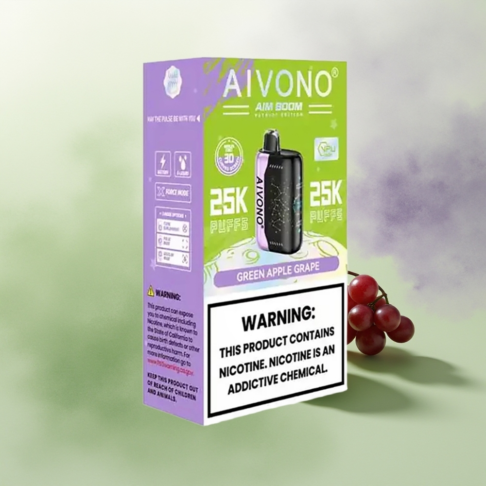 Wholesale Pakistan Aivono Aim Boom 25000 Puffs Disposable Vape Green Apple Grape 0%,2%,3%,5% Nicotine