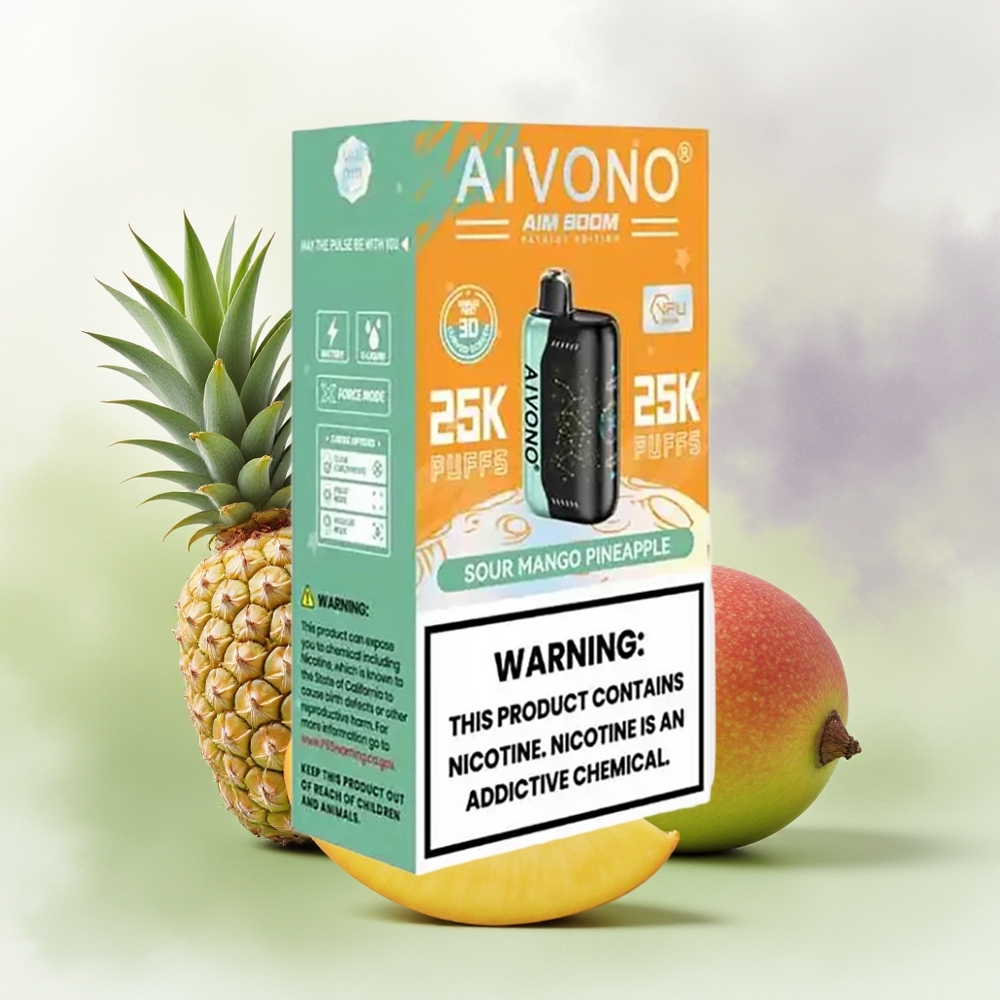 Wholesale Pakistan Aivono Aim Boom 25000 Puffs Disposable Vape Sour Mango Pineapple 0%,2%,3%,5% Nicotine