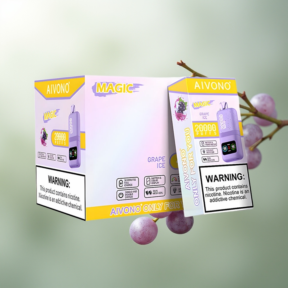 Wholesale Pakistan Aivono Aim Magic 20000 Puffs Disposable Vape Grape Ice 0%,2%,3%,5% Nicotine