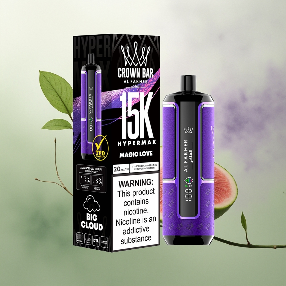 Wholesale Pakistan Al Fakher Crown Bar 15K Hypermax Disposable Vape Kit Magic Love 6mg/ml Nicotine