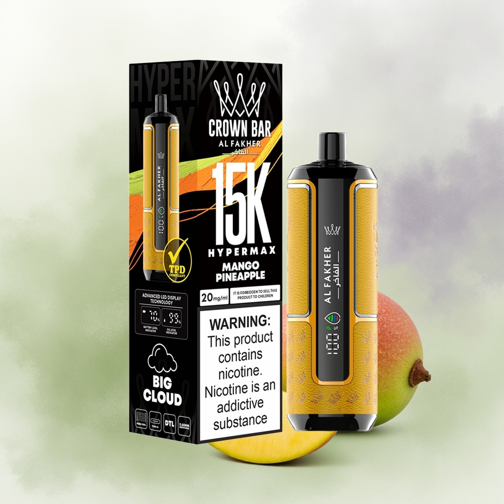 Wholesale Pakistan Al Fakher Crown Bar 15K Hypermax Disposable Vape Kit Mango Pineapple 6mg/ml Nicotine