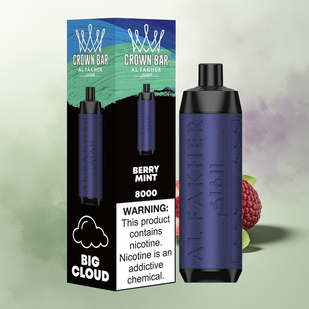 Wholesale Pakistan Al Fakher Crown Bar 8000 Crystal Disposable Vape Berry Mint 5mg/ml Nicotine