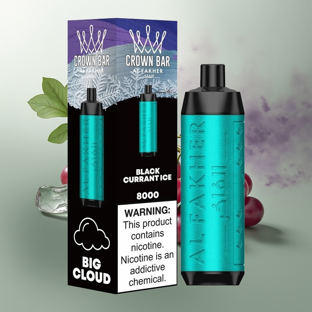 Wholesale Pakistan Al Fakher Crown Bar 8000 Crystal Disposable Vape Black Currant Ice 5mg/ml Nicotine