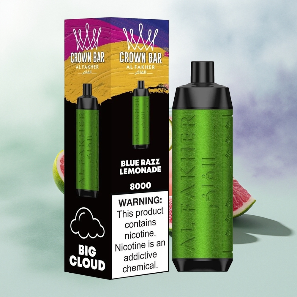 Wholesale Pakistan Al Fakher Crown Bar 8000 Crystal Disposable Vape Blue Razz Lemonade 5mg/ml Nicotine