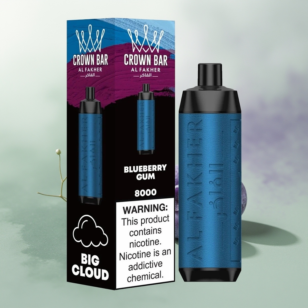 Wholesale Pakistan Al Fakher Crown Bar 8000 Crystal Disposable Vape Blueberry Gum 5mg/ml Nicotine