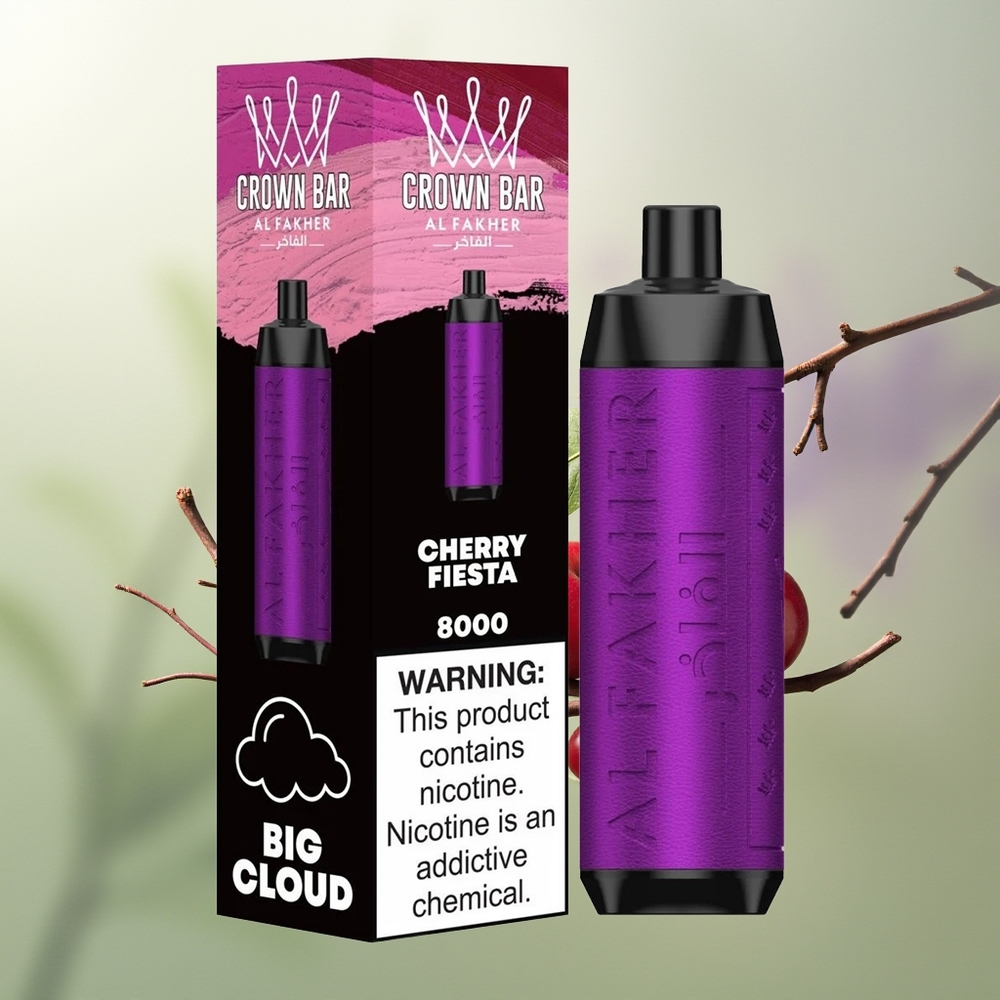 Wholesale Pakistan Al Fakher Crown Bar 8000 Crystal Disposable Vape Cherry Fiesta 5mg/ml Nicotine