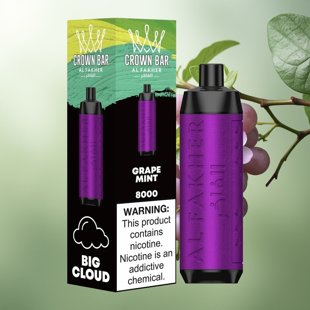 Wholesale Pakistan Al Fakher Crown Bar 8000 Crystal Disposable Vape Grape Mint 5mg/ml Nicotine