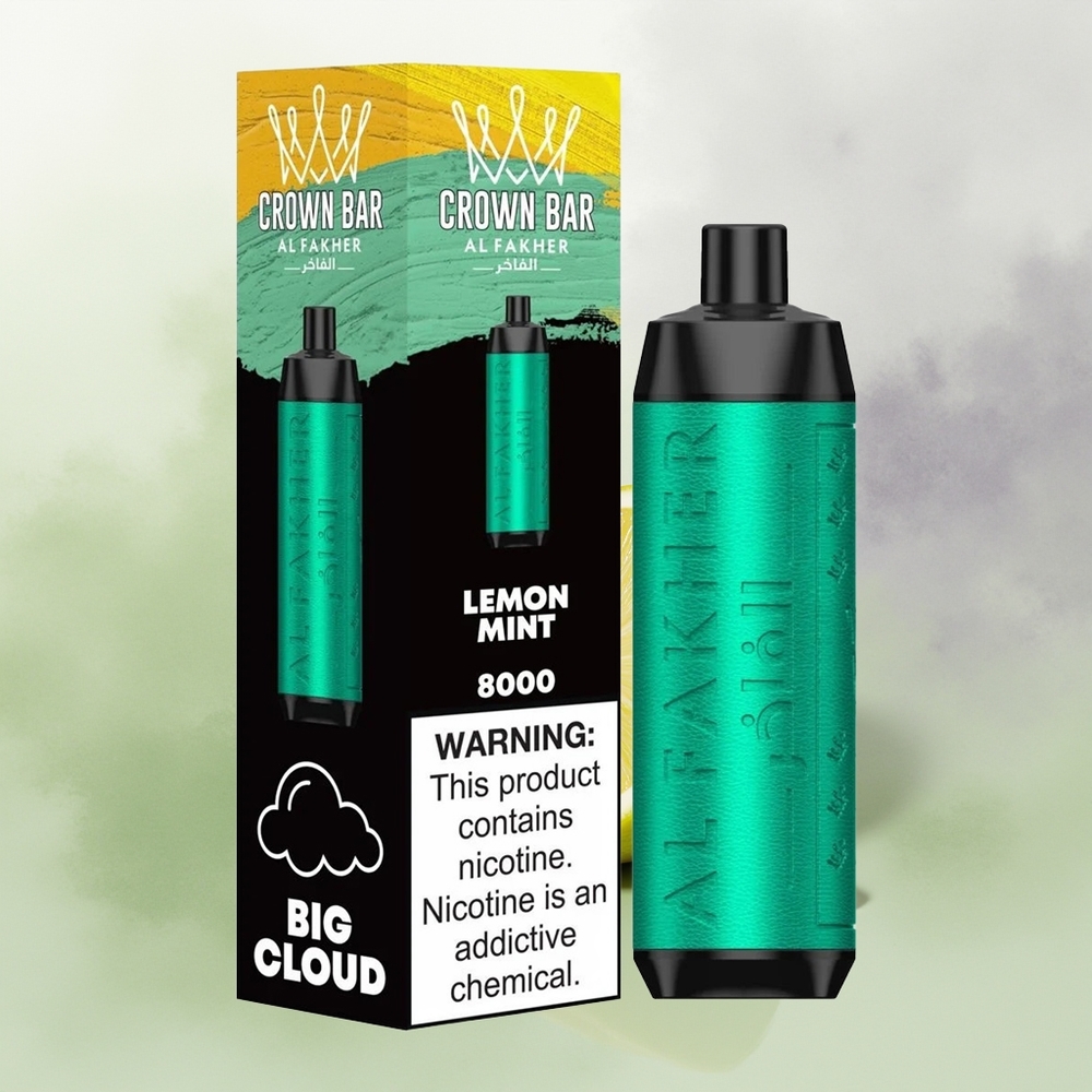 Wholesale Pakistan Al Fakher Crown Bar 8000 Crystal Disposable Vape Lemon Mint 5mg/ml Nicotine