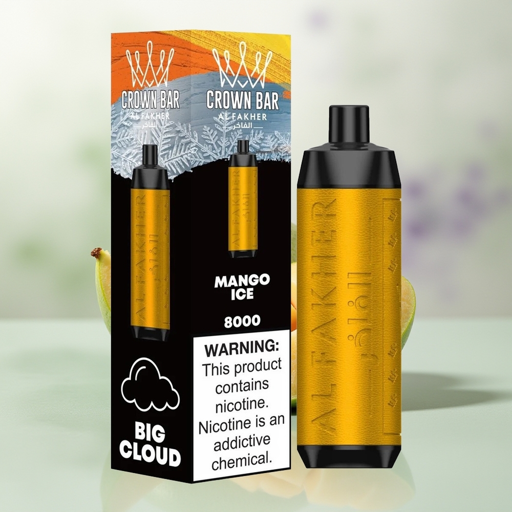 Wholesale Pakistan Al Fakher Crown Bar 8000 Crystal Disposable Vape Mango Ice 5mg/ml Nicotine