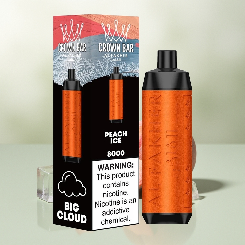 Wholesale Pakistan Al Fakher Crown Bar 8000 Crystal Disposable Vape Peach Ice 5mg/ml Nicotine