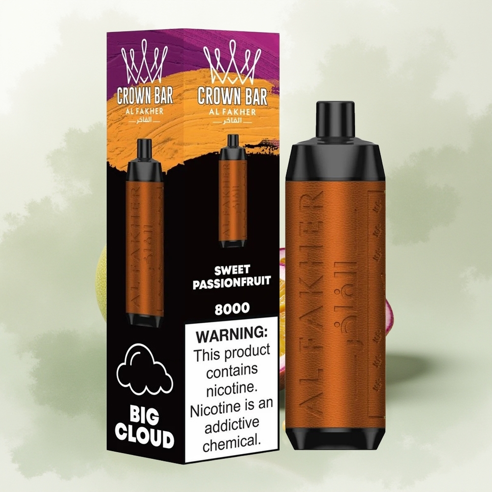 Wholesale Pakistan Al Fakher Crown Bar 8000 Crystal Disposable Vape Sweet Passionfruit 5mg/ml Nicotine