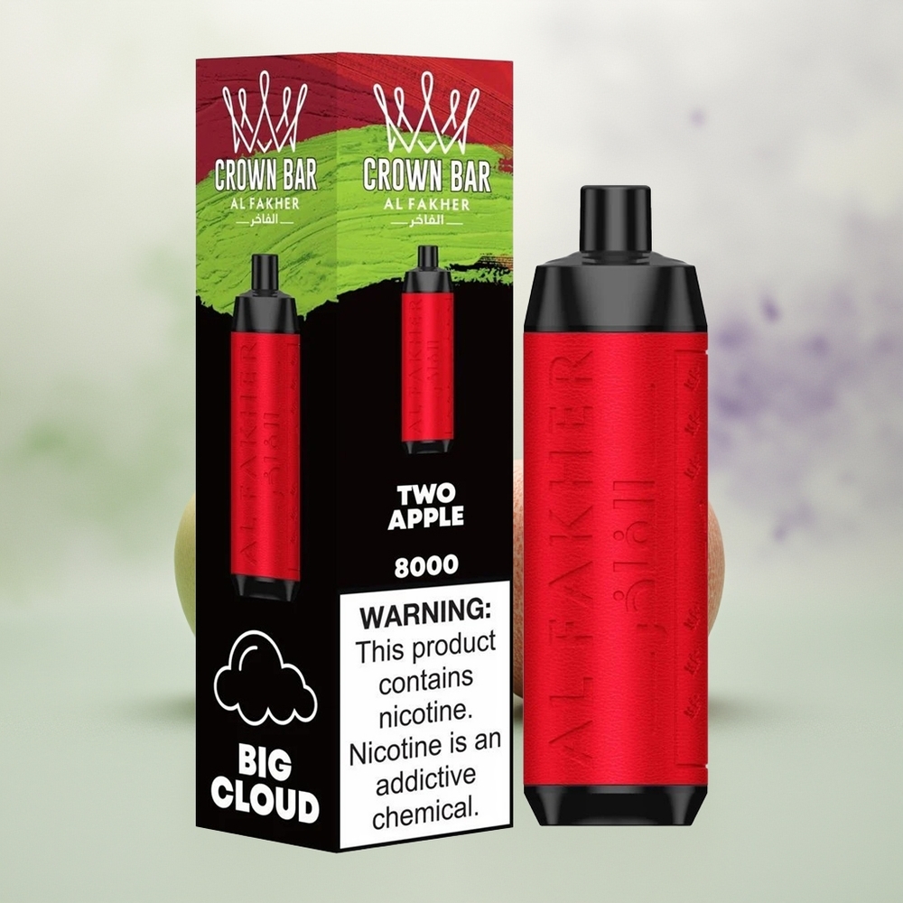 Wholesale Pakistan Al Fakher Crown Bar 8000 Crystal Disposable Vape Two Apple 5mg/ml Nicotine