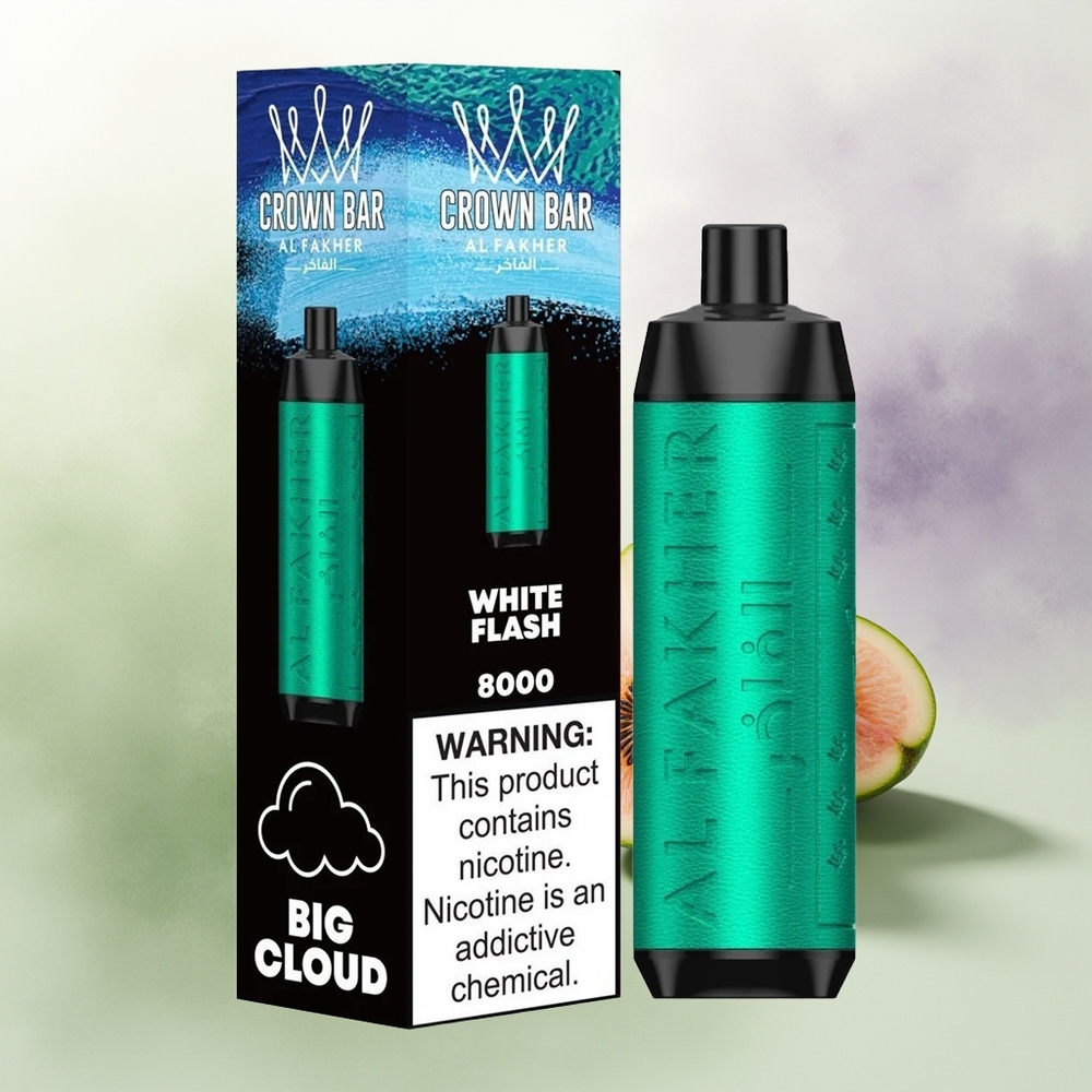 Wholesale Pakistan Al Fakher Crown Bar 8000 Crystal Disposable Vape White Flash 5mg/ml Nicotine