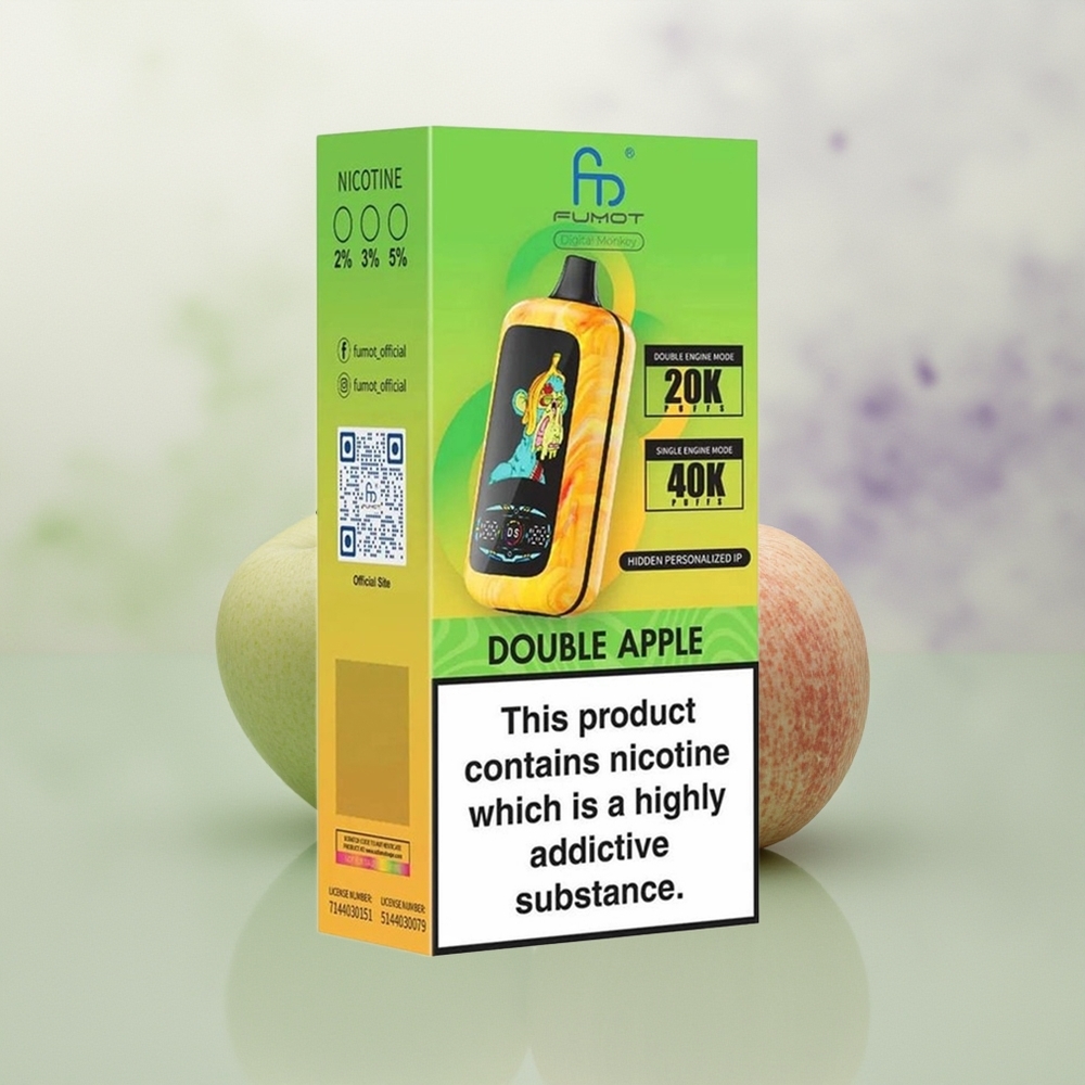 Wholesale Pakistan Fumot Digital Monkey 20000/40000 Disposable Vape Double Apple 0%,2%,3%,5% Nicotine Contain