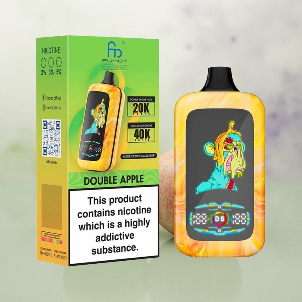 Wholesale Pakistan Fumot Digital Monkey 20000/40000 Disposable Vape Double Apple 0%,2%,3%,5% Nicotine Contain