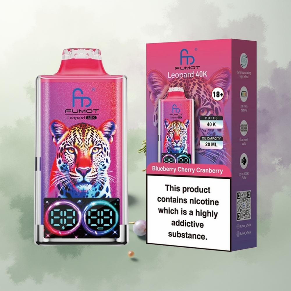 Wholesale Pakistan Fumot Leopard 40K Puffs Disposable Vape Blueberry Cherry Cranberry 0%,2%,3%,5% Nicotine Contain
