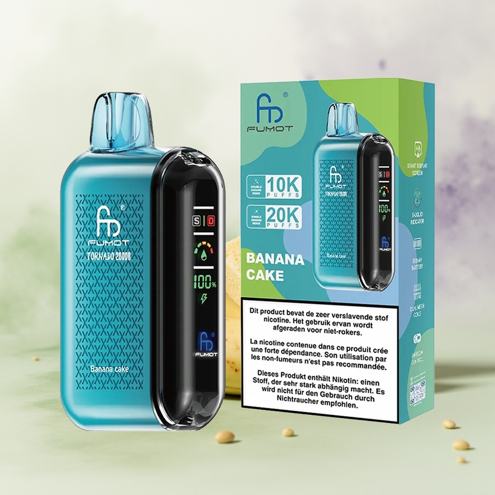 Wholesale Pakistan Fumot Tornado 20000 Puffs Disposable Vape Banana Cake 20mg/ml Nicotine Contain